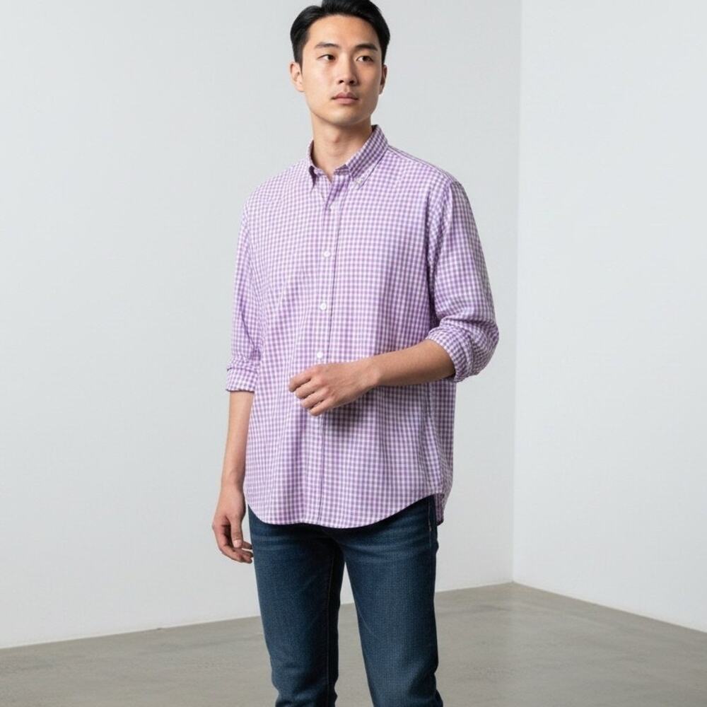 UNTUCKit Men's Large Purple Gingham Button-Down Shirt